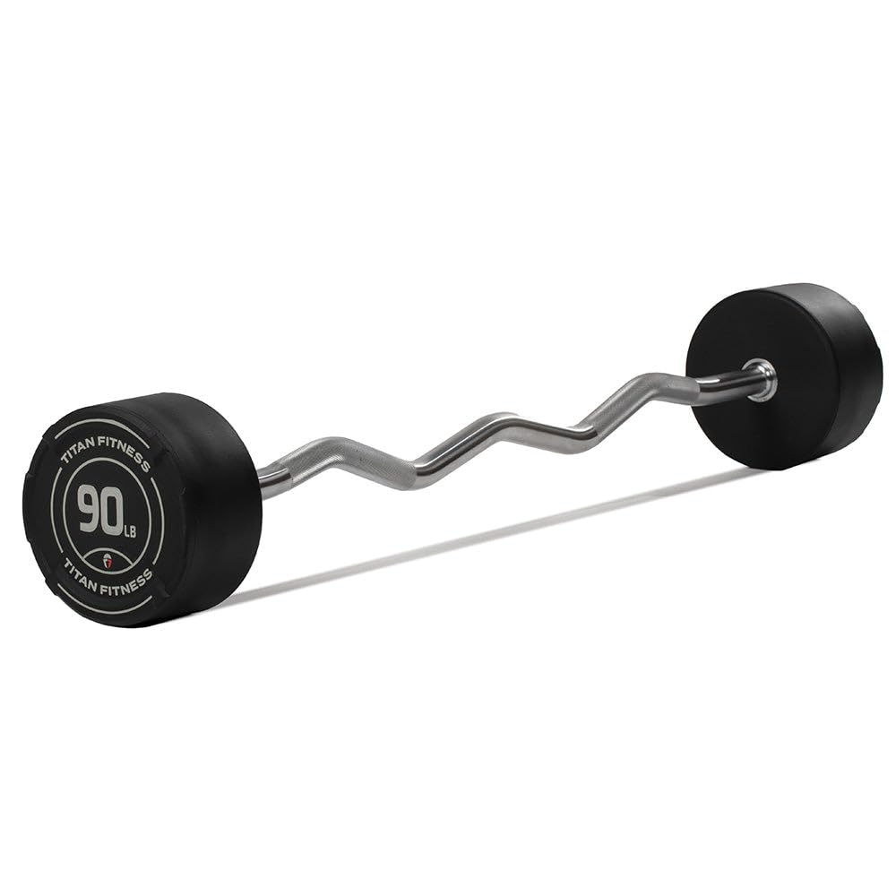 Rubber Fixed Curl Barbell Pre-Loaded Weight Bar Strength Training Equipment