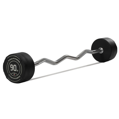 Rubber Fixed Curl Barbell Pre-Loaded Weight Bar Strength Training Equipment