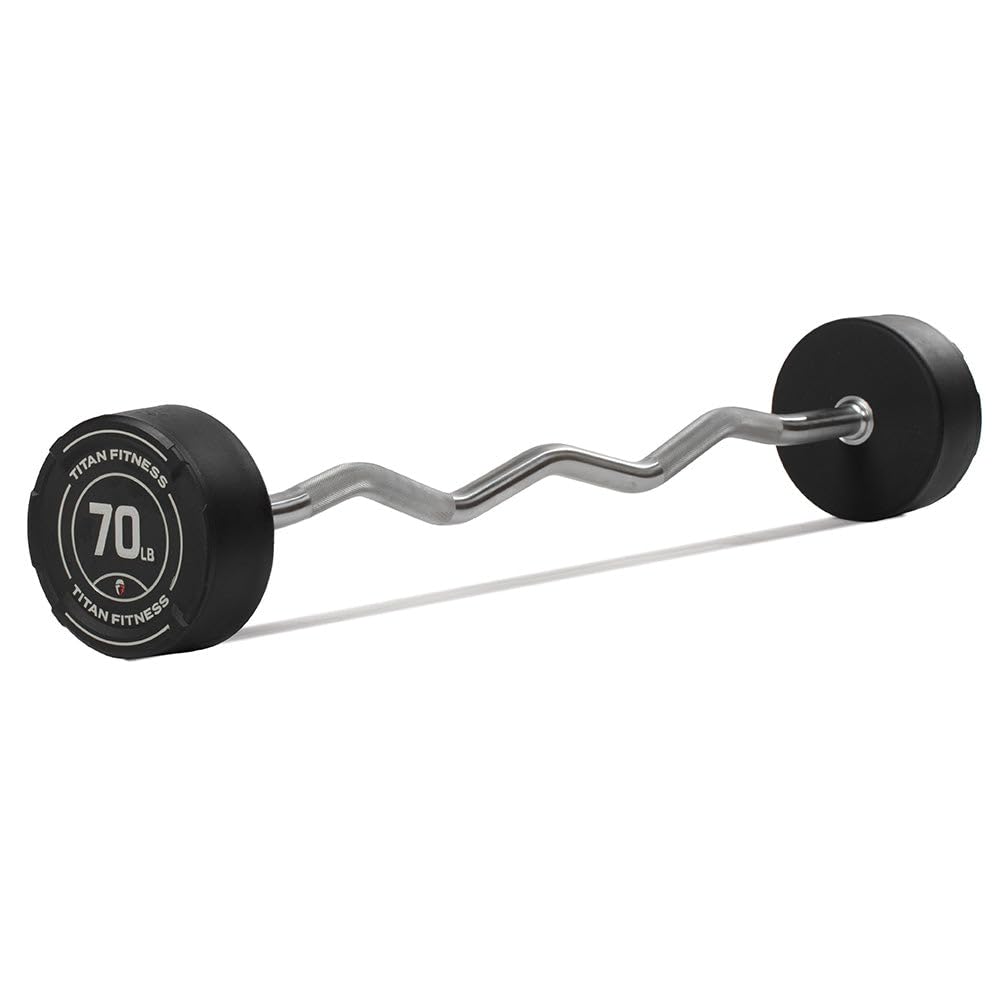 Rubber Fixed Curl Barbell Pre-Loaded Weight Bar Strength Training Equipment
