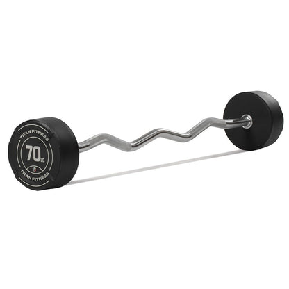 Rubber Fixed Curl Barbell Pre-Loaded Weight Bar Strength Training Equipment