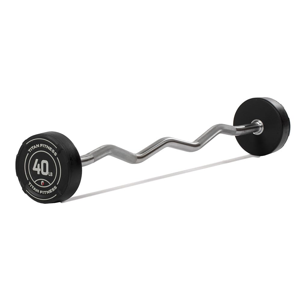 Rubber Fixed Curl Barbell Pre-Loaded Weight Bar Strength Training Equipment