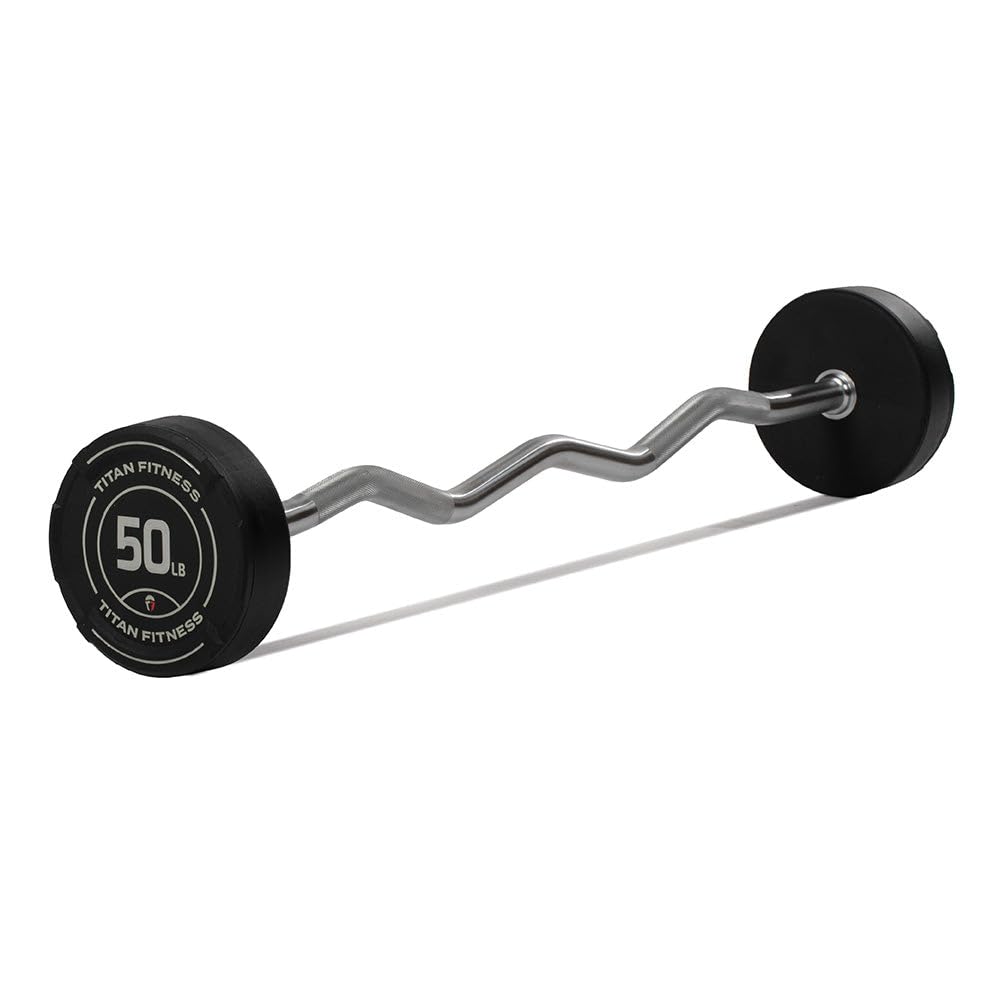 Rubber Fixed Curl Barbell Pre-Loaded Weight Bar Strength Training Equipment