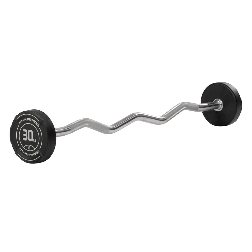 Rubber Fixed Curl Barbell Pre-Loaded Weight Bar Strength Training Equipment
