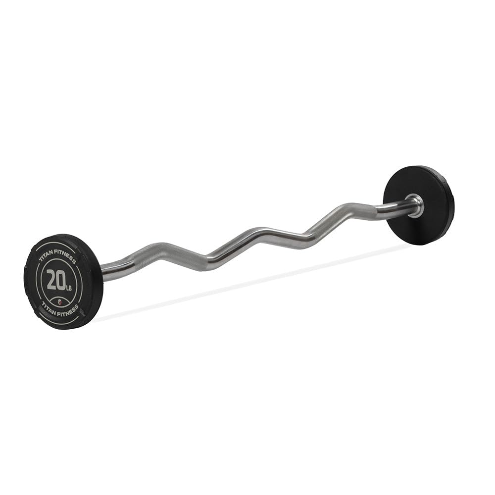 Rubber Fixed Curl Barbell Pre-Loaded Weight Bar Strength Training Equipment