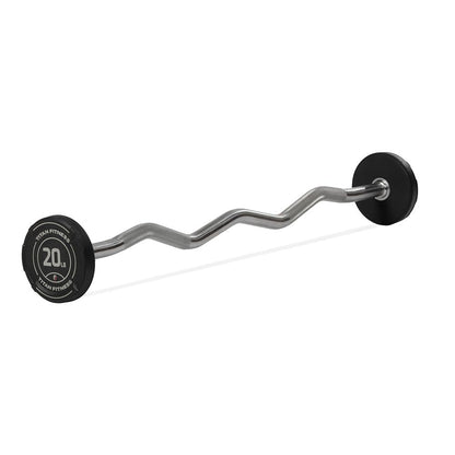 Rubber Fixed Curl Barbell Pre-Loaded Weight Bar Strength Training Equipment