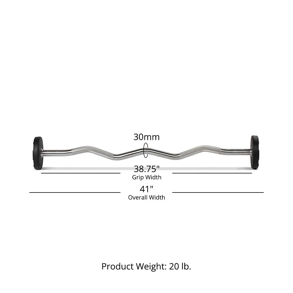 Rubber Fixed Curl Barbell Pre-Loaded Weight Bar Strength Training Equipment