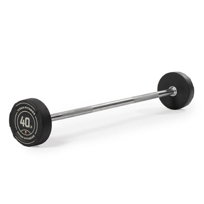 Rubber Fixed Curl Barbell Pre-Loaded Weight Bar Strength Training Equipment