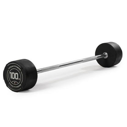 Rubber Fixed Curl Barbell Pre-Loaded Weight Bar Strength Training Equipment