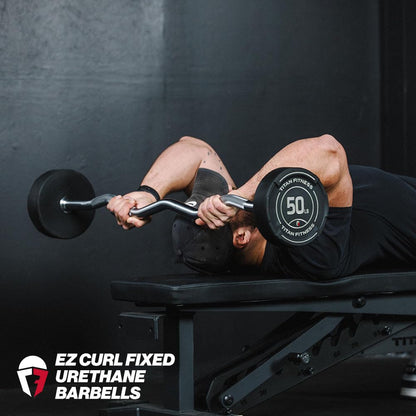 Rubber Fixed Curl Barbell Pre-Loaded Weight Bar Strength Training Equipment