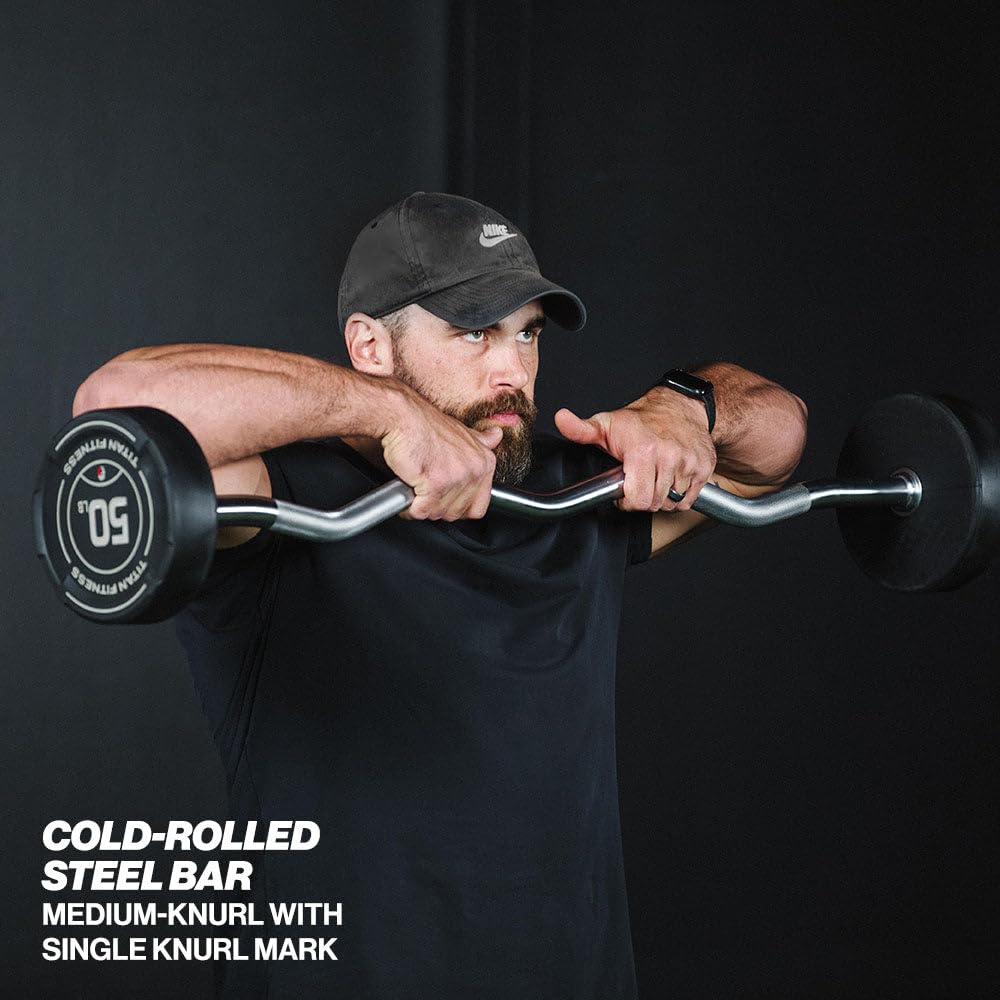 Rubber Fixed Curl Barbell Pre-Loaded Weight Bar Strength Training Equipment