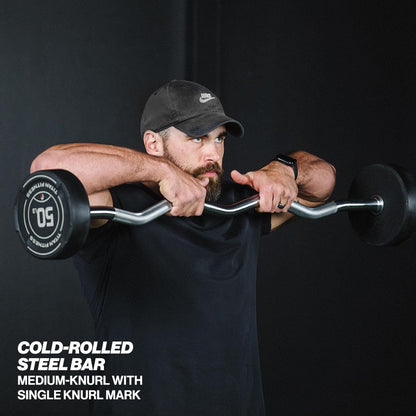 Rubber Fixed Curl Barbell Pre-Loaded Weight Bar Strength Training Equipment