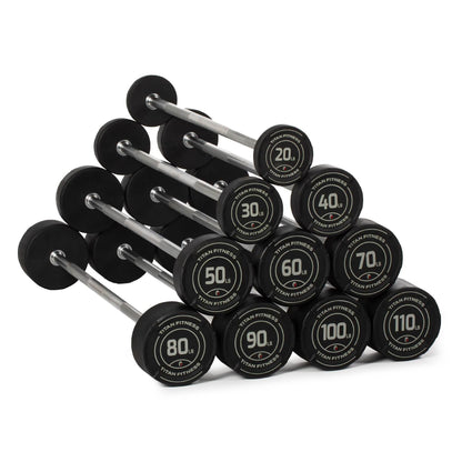 Rubber Fixed Curl Barbell Pre-Loaded Weight Bar Strength Training Equipment